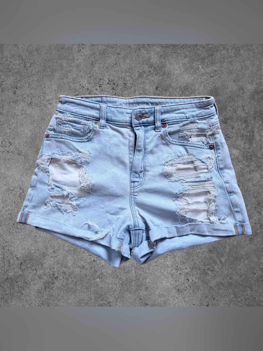 American Eagle Distressed Light Wash Jean Shorts